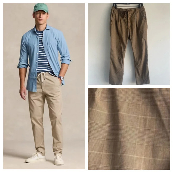 Polo Ralph Lauren stretch tailored Slim Fit glen plaid Pants 22389